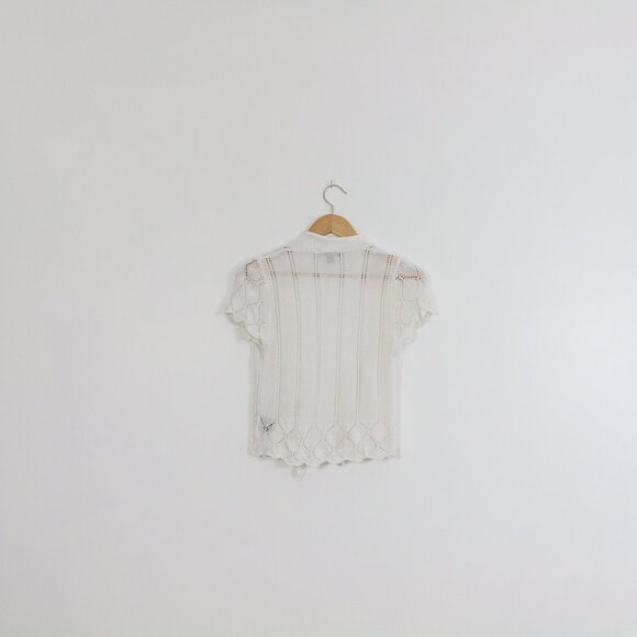 *Impress White Crochet Cropped Cardigan - Picture 6 of 7